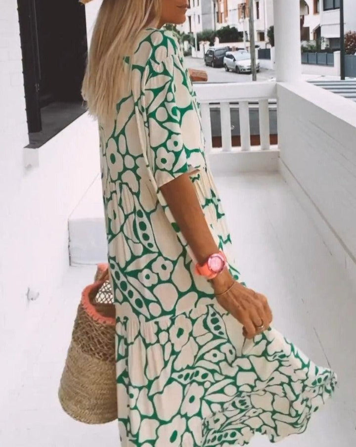 ESTER - Maxi abito con maniche corte