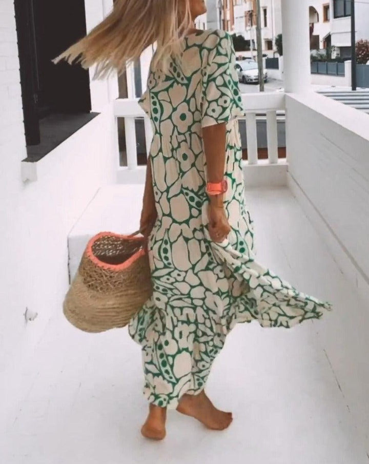 ESTER - Maxi abito con maniche corte