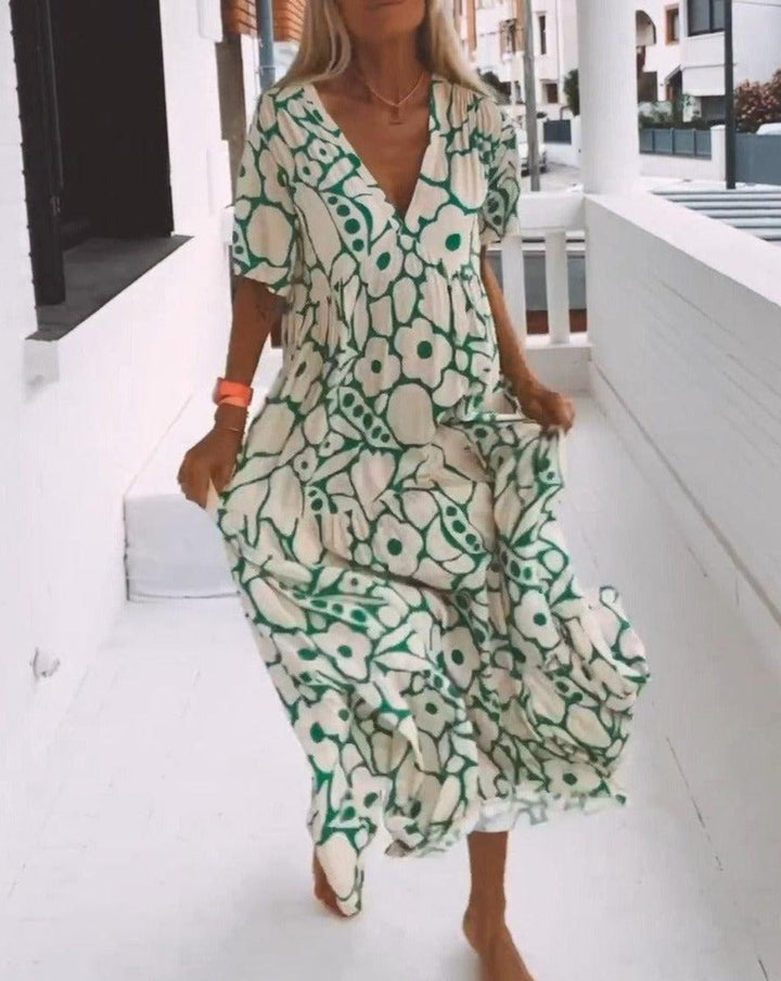 ESTER - Maxi abito con maniche corte