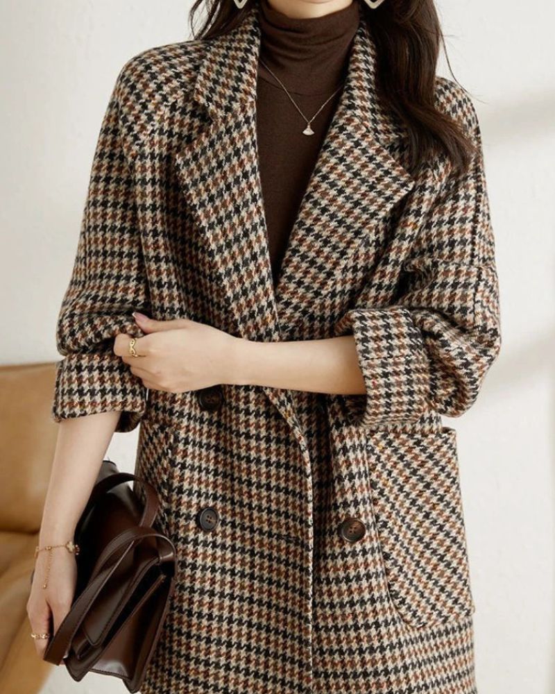 MILA - Cappotto blazer a quadri vintage