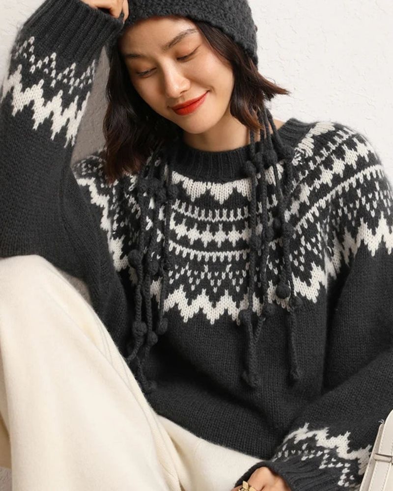 BARIA - MAGLIONE A MAGLIA CON SCOLLO A O