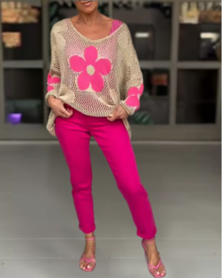 MADOVA - TOP A MAGLIA FLOREALE