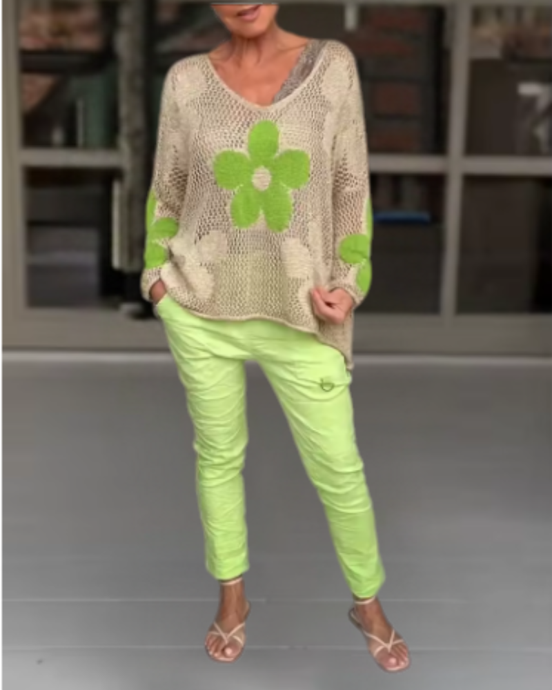 MADOVA - TOP A MAGLIA FLOREALE