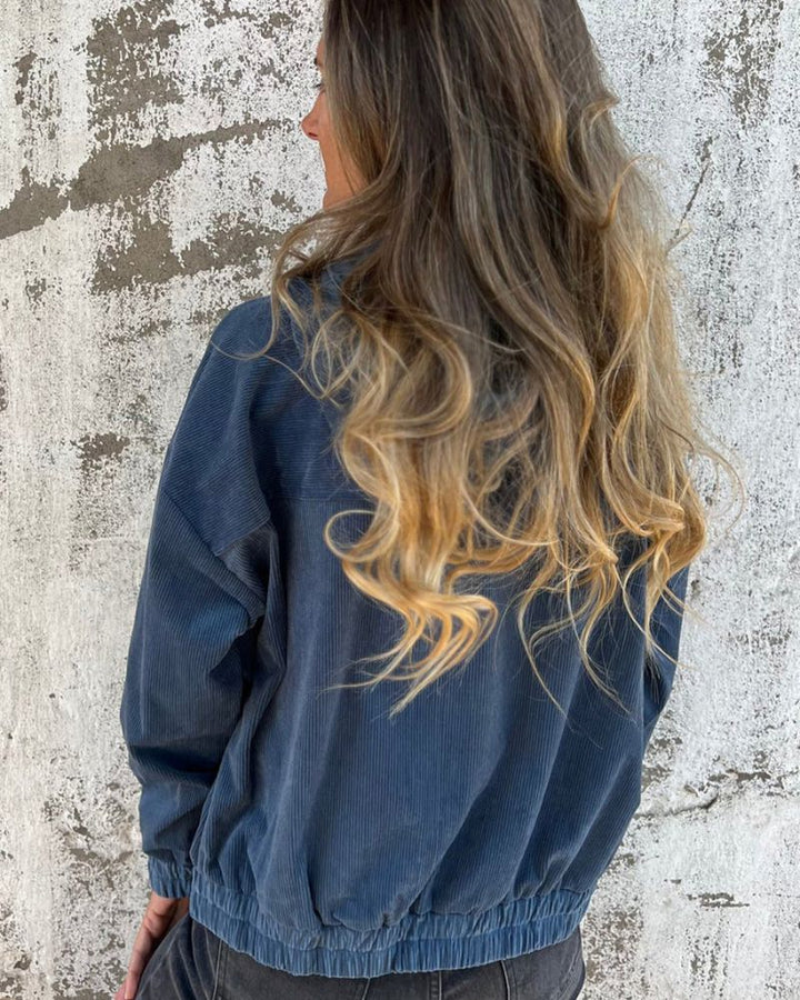 DANNA - Giacca con zip e cappuccio in velluto a coste