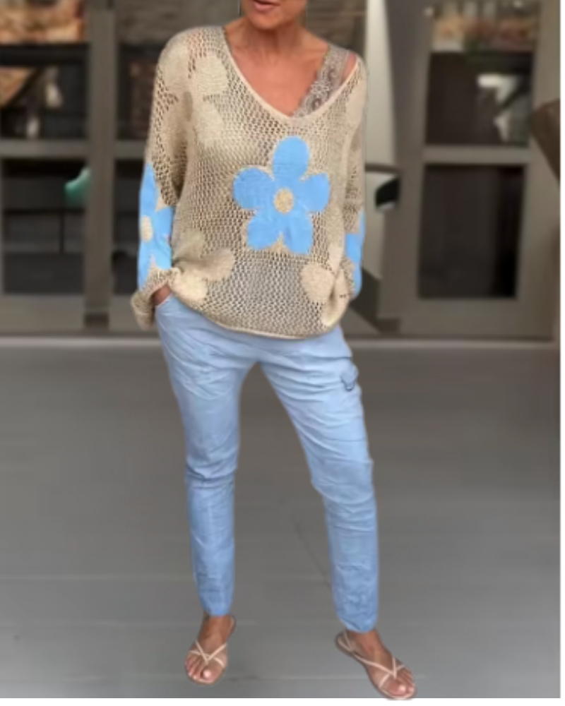 MADOVA - TOP A MAGLIA FLOREALE