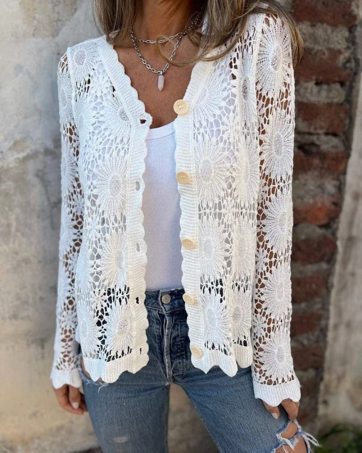 NALIE - Cardigan con bottoni in pizzo all'uncinetto