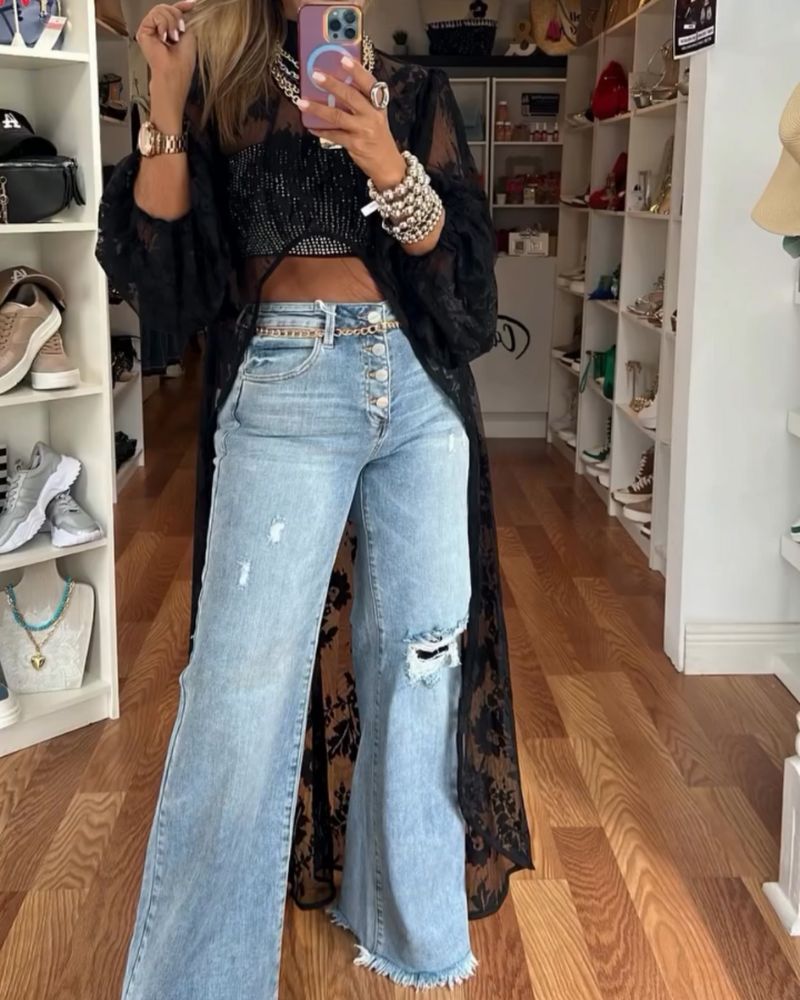 NYXELLE - Maxi top in pizzo