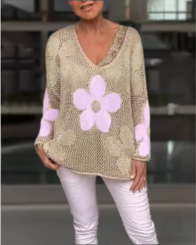 MADOVA - TOP A MAGLIA FLOREALE