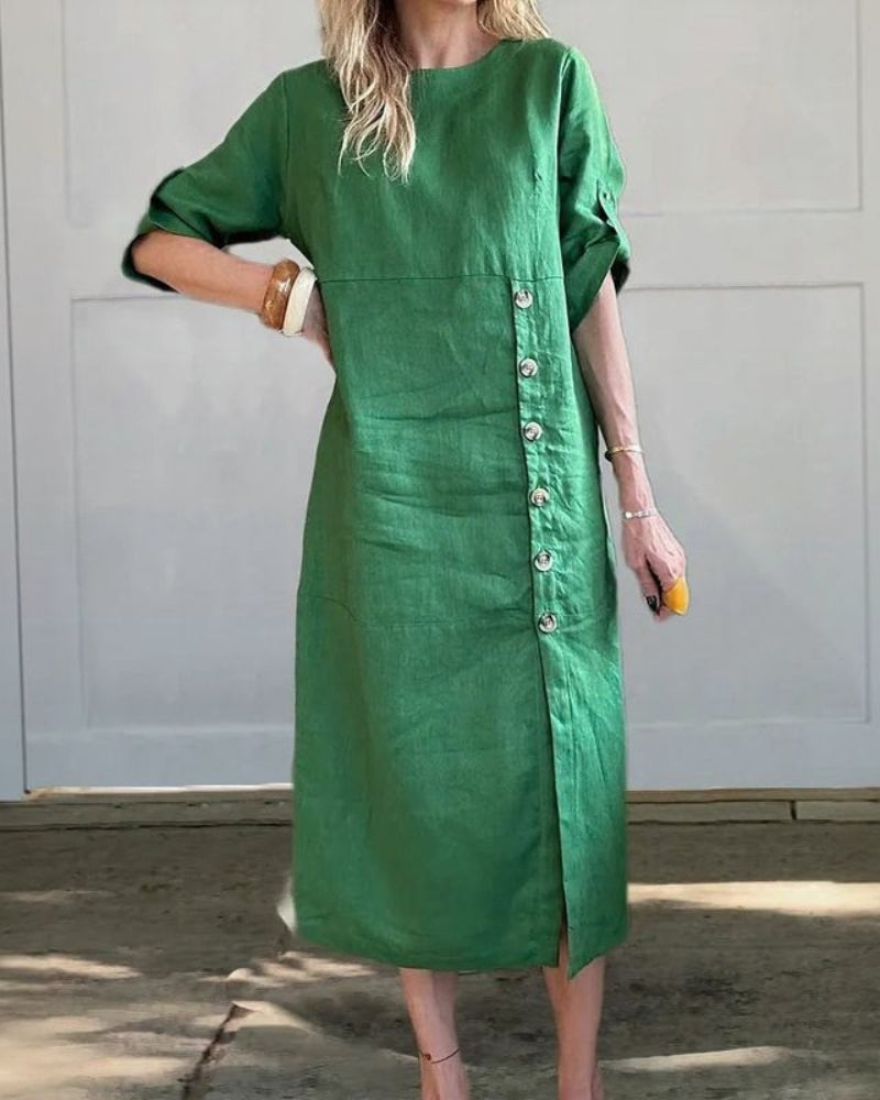 SAROMA - Abito midi in cotone e lino
