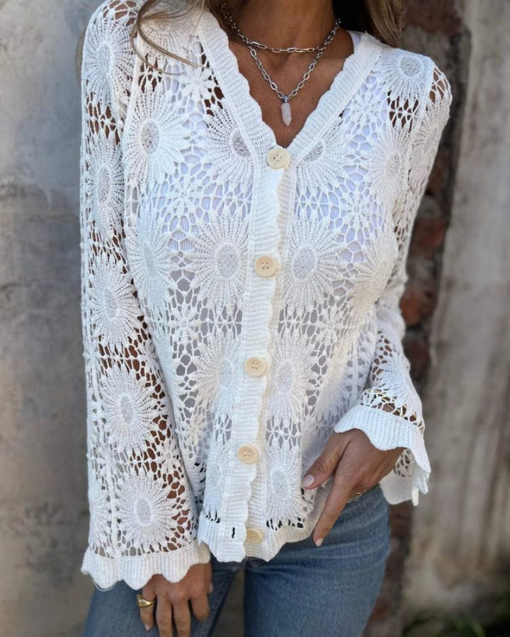 NALIE - Cardigan con bottoni in pizzo all'uncinetto