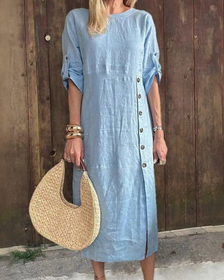 SAROMA - Abito midi in cotone e lino
