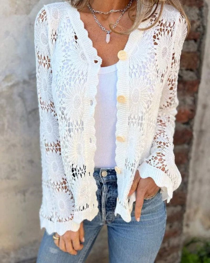 NALIE - Cardigan con bottoni in pizzo all'uncinetto
