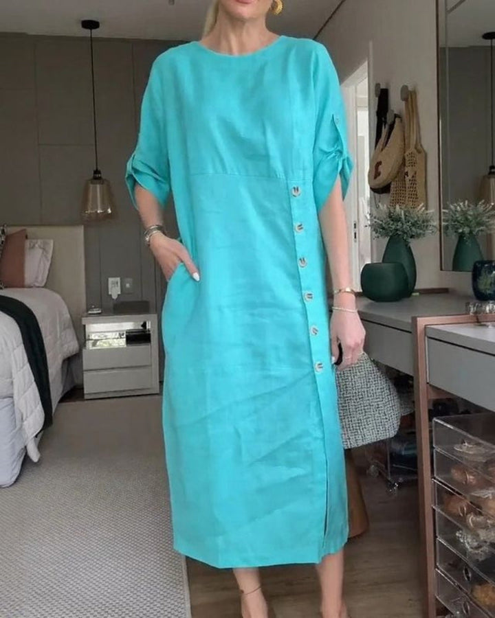 SAROMA - Abito midi in cotone e lino