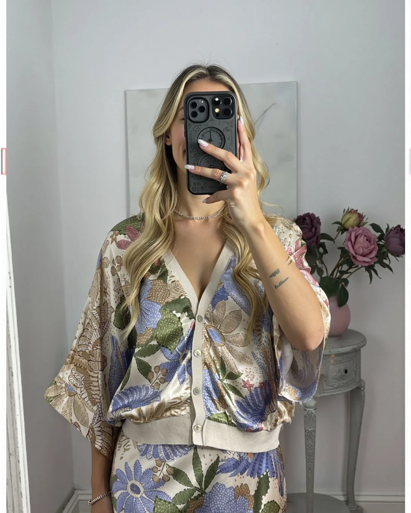 MAIAN - TOP IN SETA FLOREALE