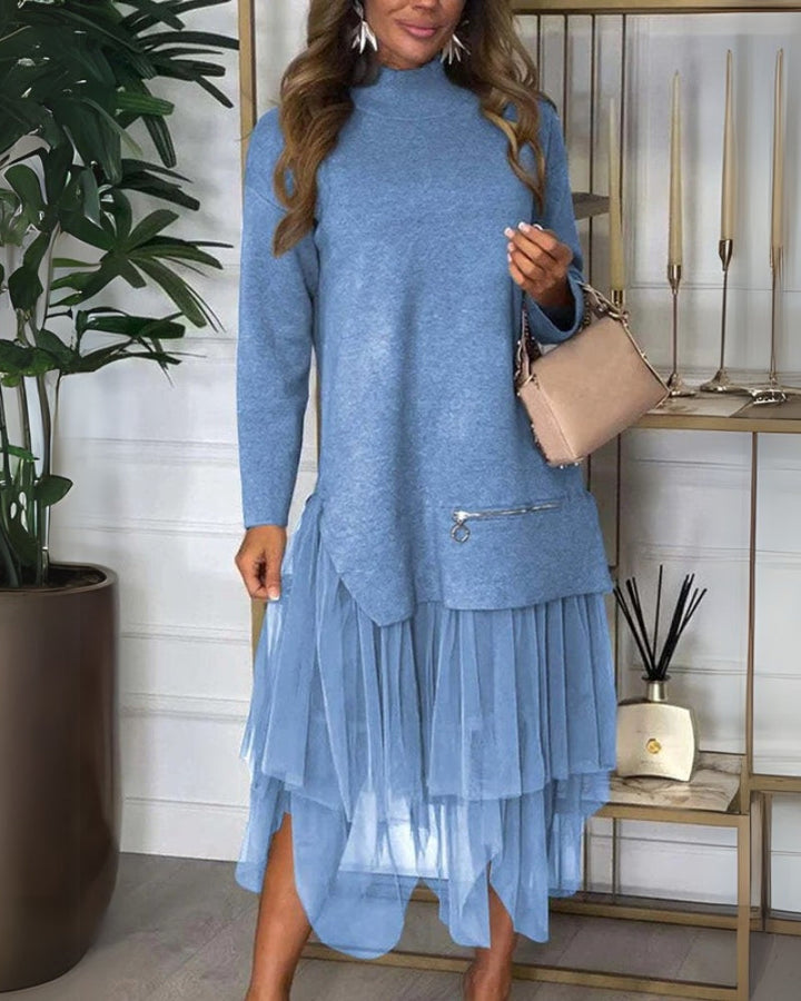 TAYLOR - SET DOLCEVITA IN MAGLIA CON ZIP E GONNA ELASTICA LARGA