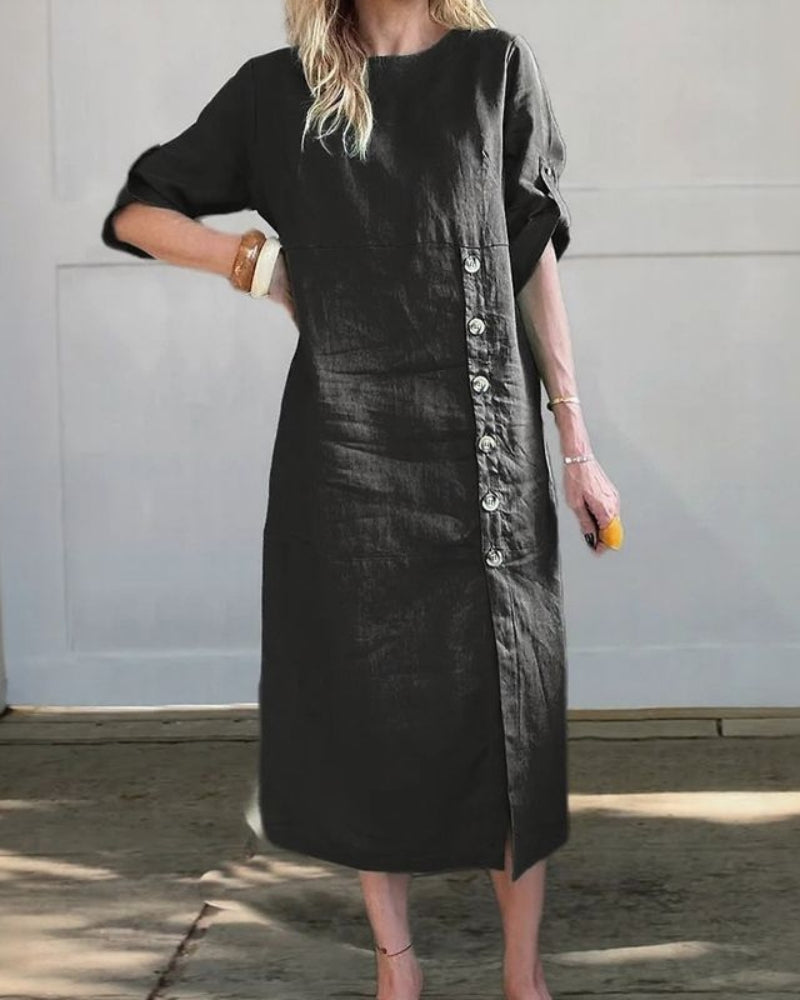 SAROMA - Abito midi in cotone e lino