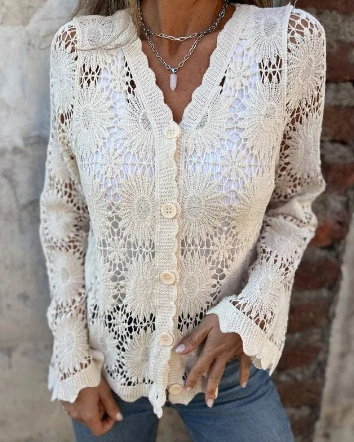 NALIE - Cardigan con bottoni in pizzo all'uncinetto