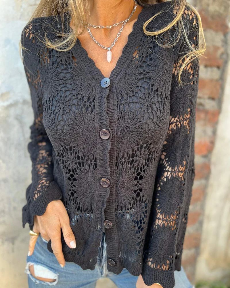NALIE - Cardigan con bottoni in pizzo all'uncinetto