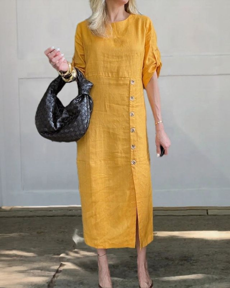 SAROMA - Abito midi in cotone e lino