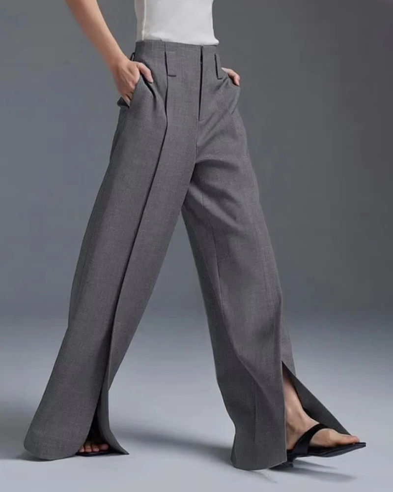 MAIANE - Pantaloni casual con spacco frontale
