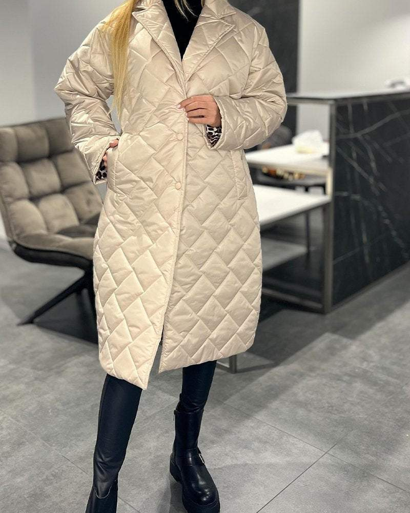 DIASY - Cappotto casual con risvolto di media lunghezza in cotone