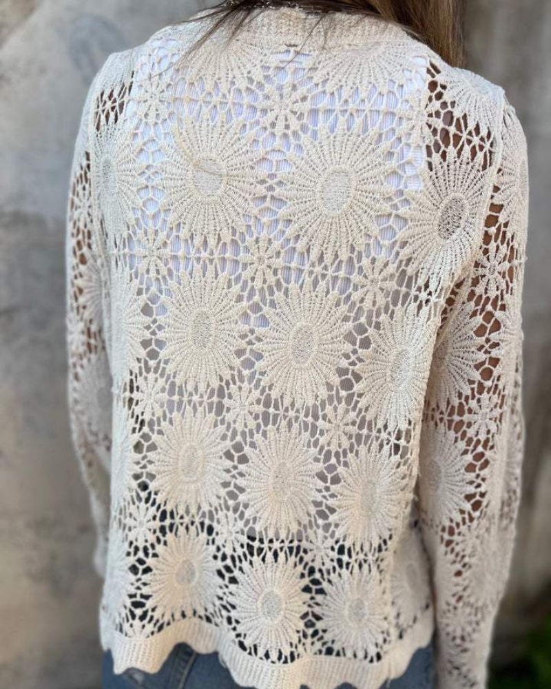 NALIE - Cardigan con bottoni in pizzo all'uncinetto