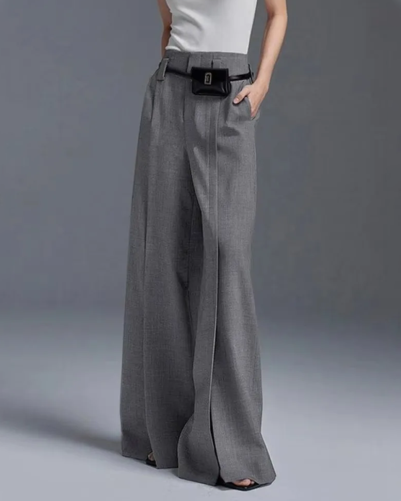 MAIANE - Pantaloni casual con spacco frontale