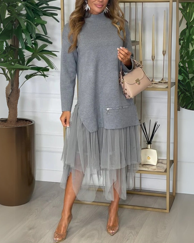 TAYLOR - SET DOLCEVITA IN MAGLIA CON ZIP E GONNA ELASTICA LARGA