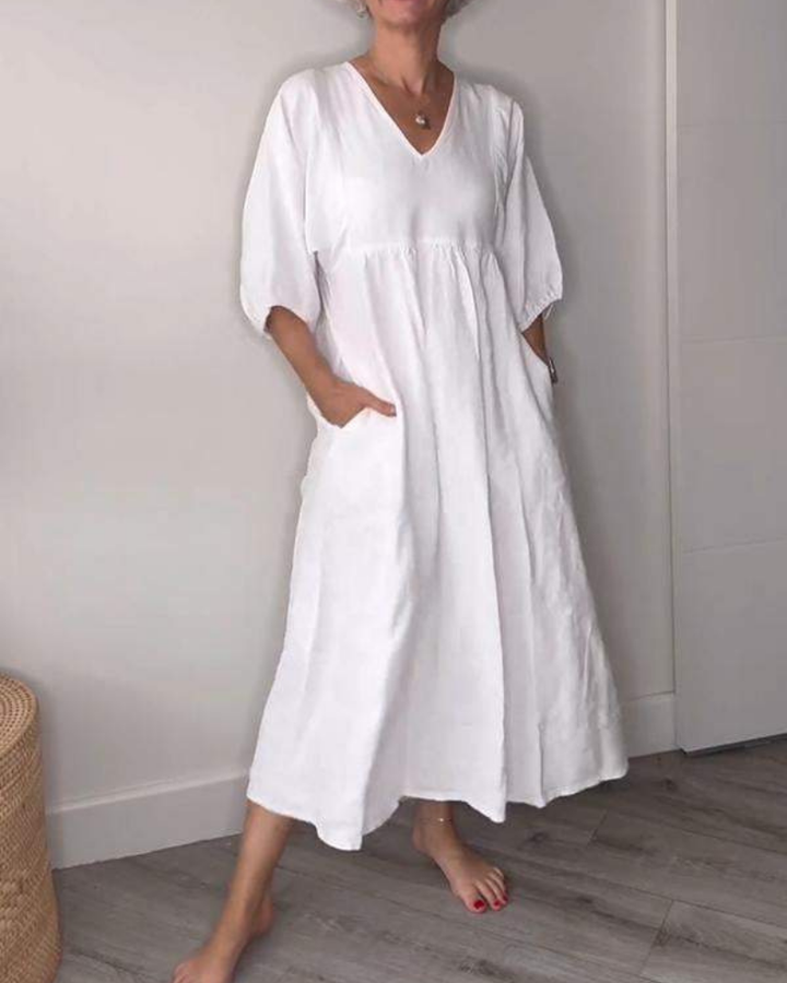 ELAENE - Maxi abito con scollo a V dall'eleganza rilassata