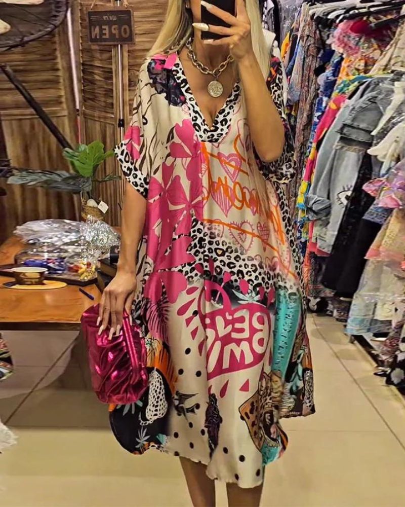 LUCIRA - Abito casual con stampa leopardo colorata