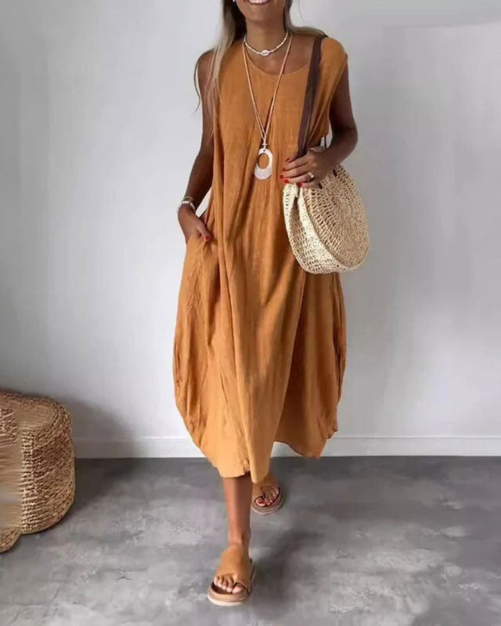 BLOME - Abito midi boho senza maniche