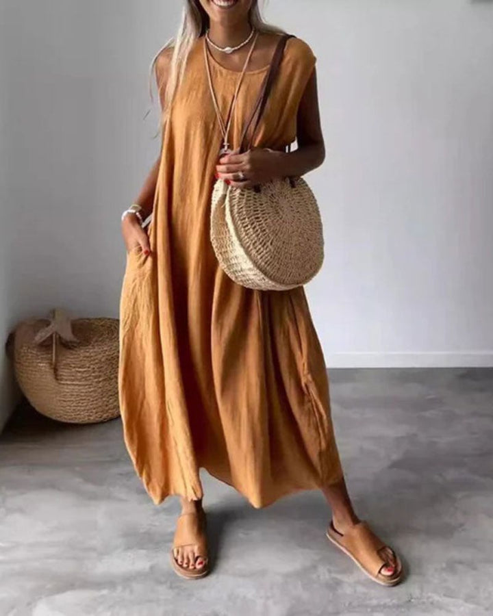 BLOME - Abito midi boho senza maniche