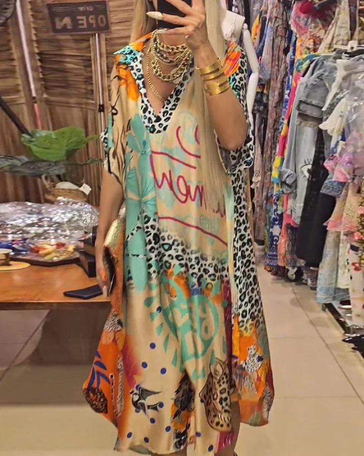 LUCIRA - Abito casual con stampa leopardo colorata