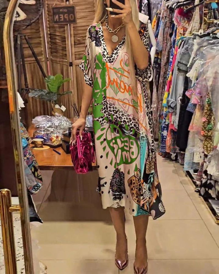 LUCIRA - Abito casual con stampa leopardo colorata