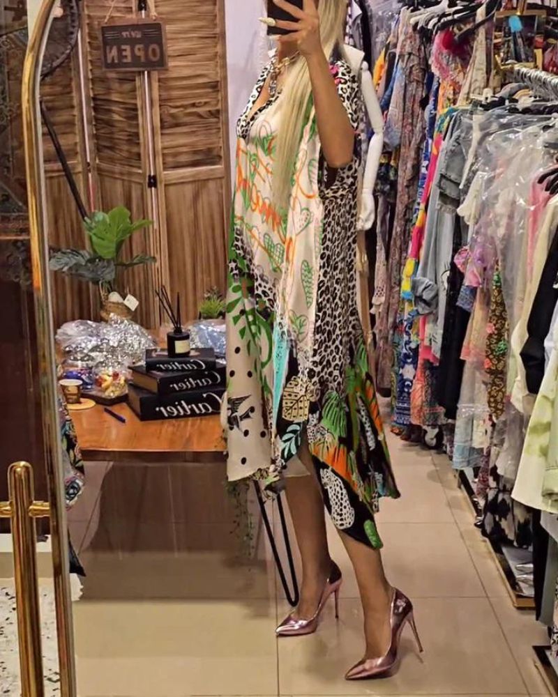 LUCIRA - Abito casual con stampa leopardo colorata