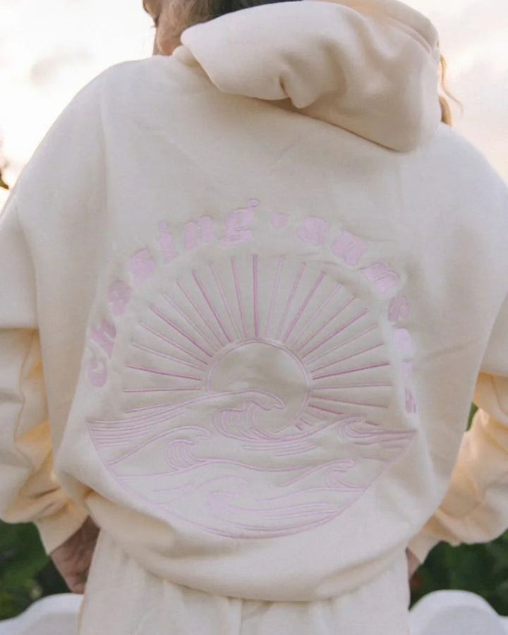 CHASING SUNSETS - ELEGANTE FELPA CON CAPPUCCIO