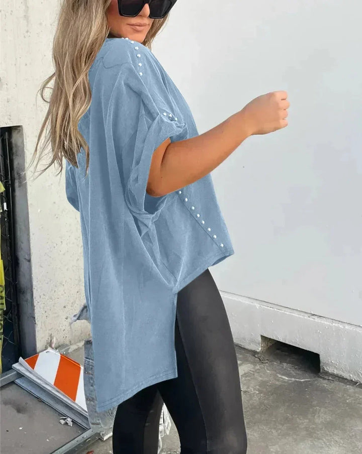 BELLA - T-SHIRT OVERSIZE CON BORCHIE