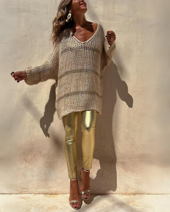 IVAGI - Pullover sciolto in maglia Brunch a righe colorblock