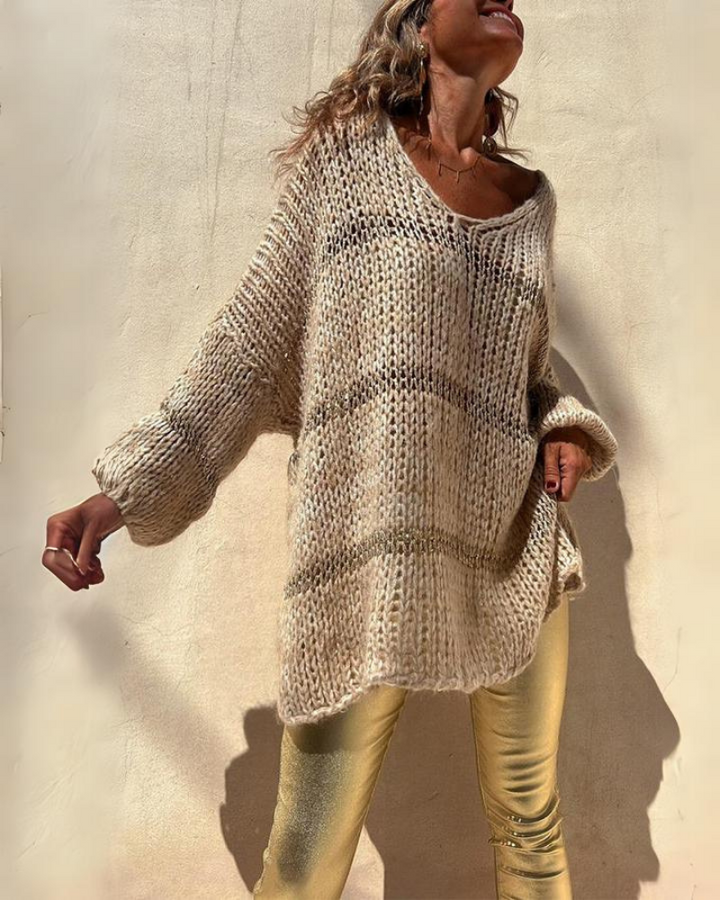 IVAGI - Pullover sciolto in maglia Brunch a righe colorblock