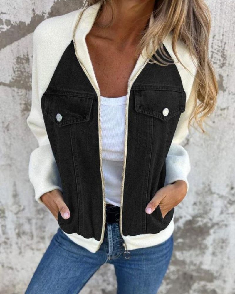 ANIDIA - Giacca moderna con tessuto denim
