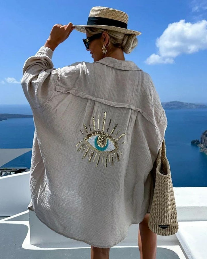 SORAYA - Camicia casual con paillettes e perline
