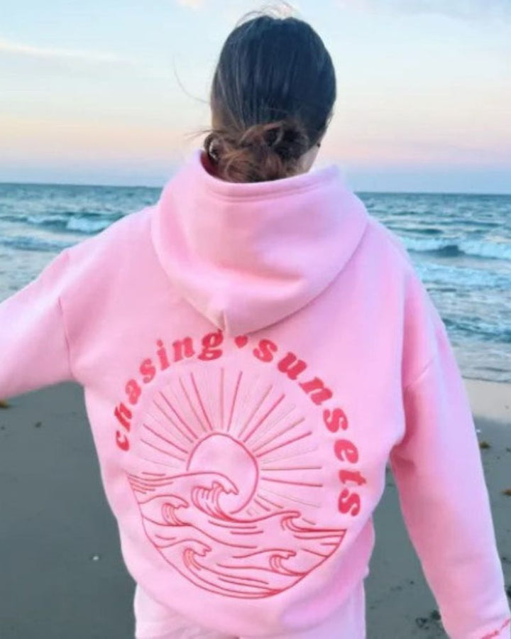 CHASING SUNSETS - ELEGANTE FELPA CON CAPPUCCIO