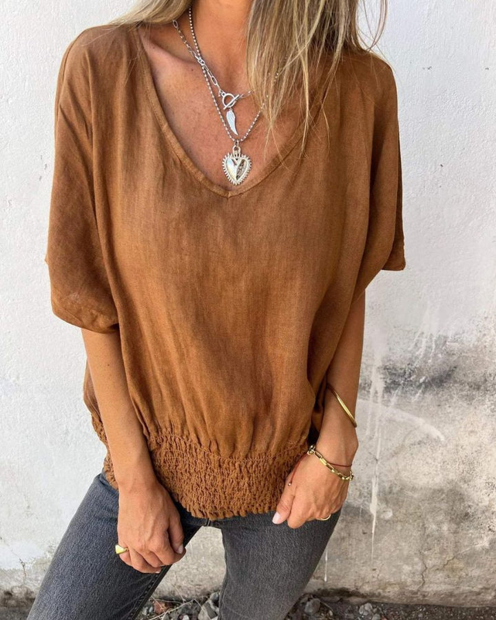 BOMIA - T-shirt con scollo a V e vita comoda