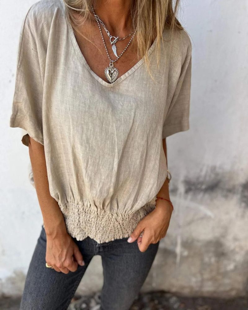 BOMIA - T-shirt con scollo a V e vita comoda