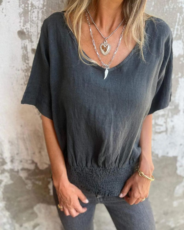 BOMIA - T-shirt con scollo a V e vita comoda