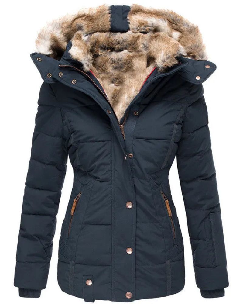 LIENA - Caldo cappotto invernale con fodera in pelliccia