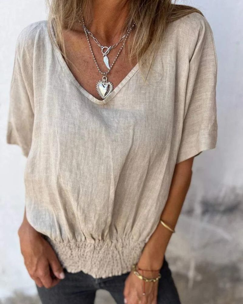 BOMIA - T-shirt con scollo a V e vita comoda