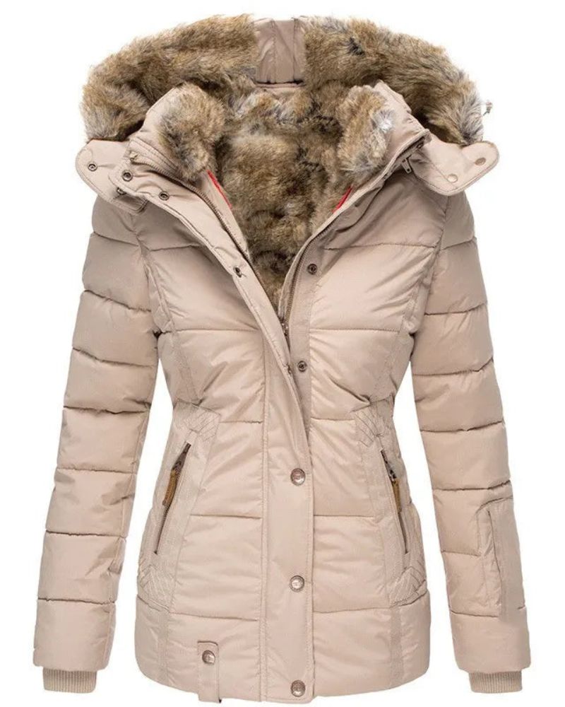 LIENA - Caldo cappotto invernale con fodera in pelliccia