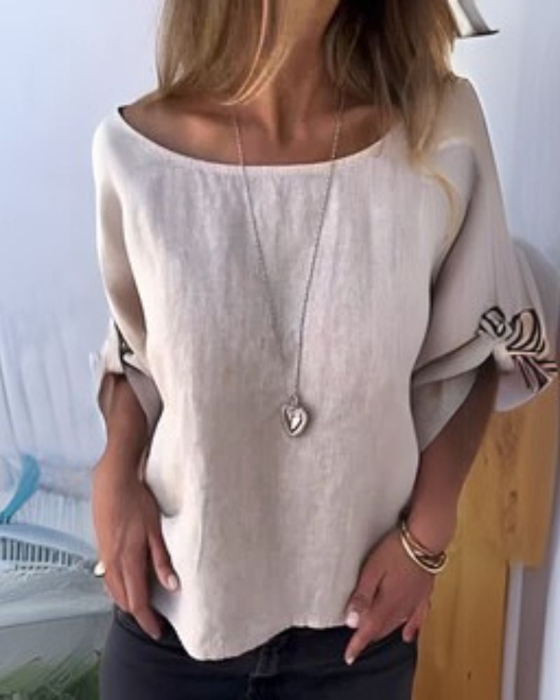 PERERENAN - Camicia girocollo in cotone e lino