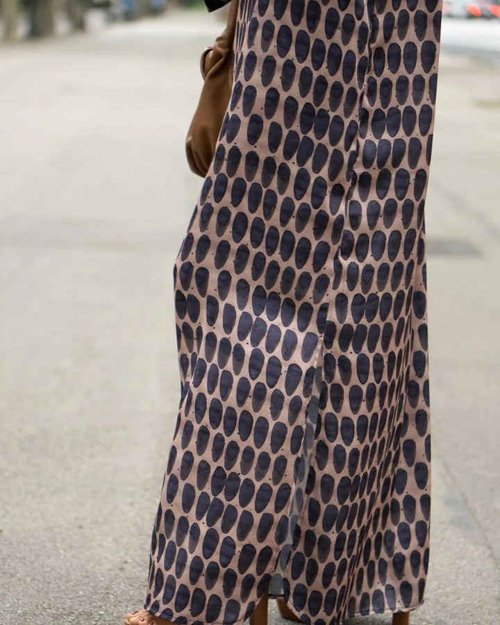 SOIRA - Maxi abito elegante con stampa ovale